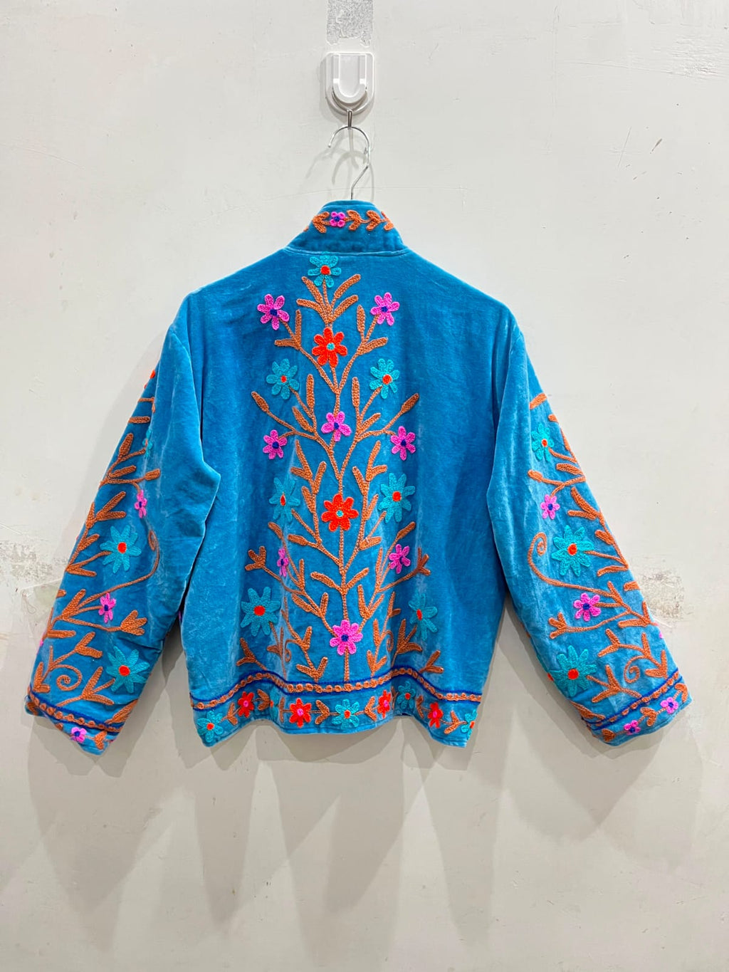 Azure Bloom Velvet Jacket