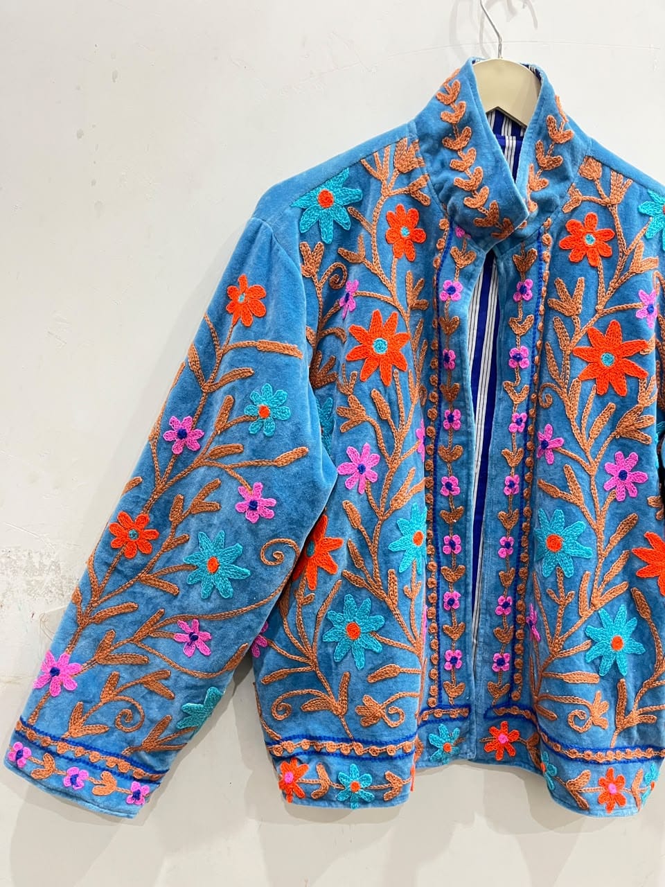 Azure Bloom Velvet Jacket