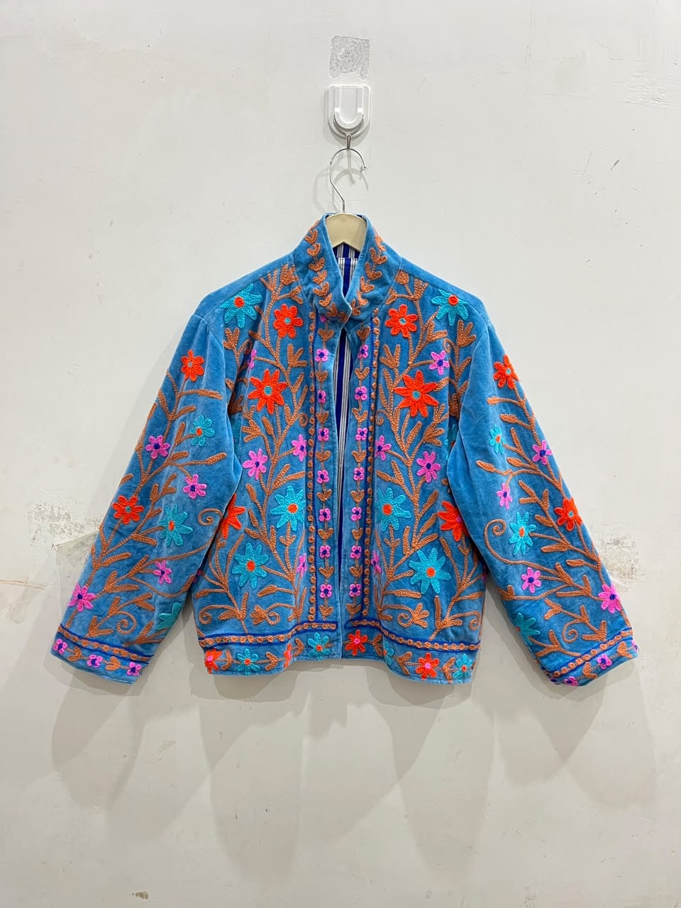 Azure Bloom Velvet Jacket