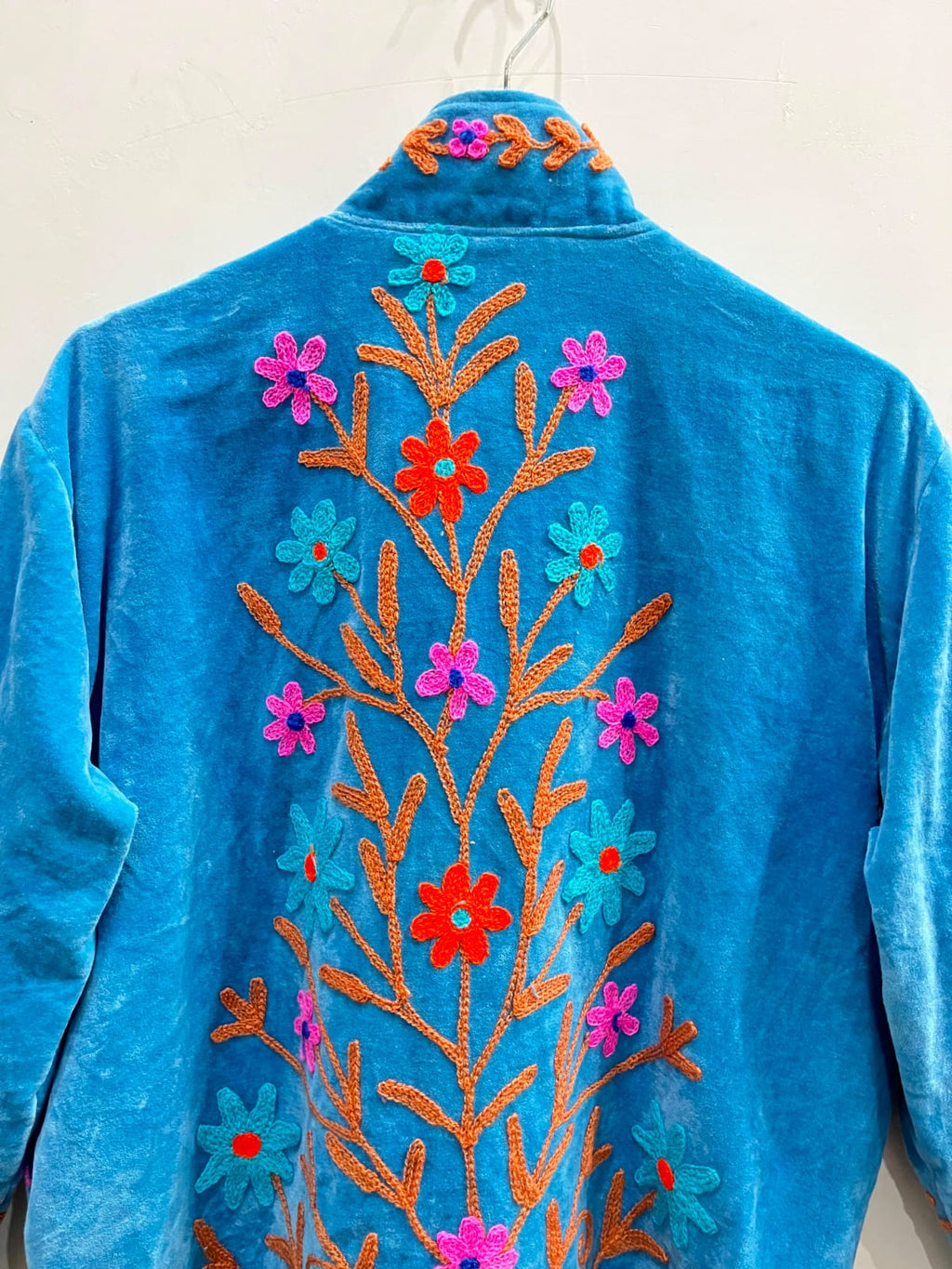 Azure Bloom Velvet Jacket