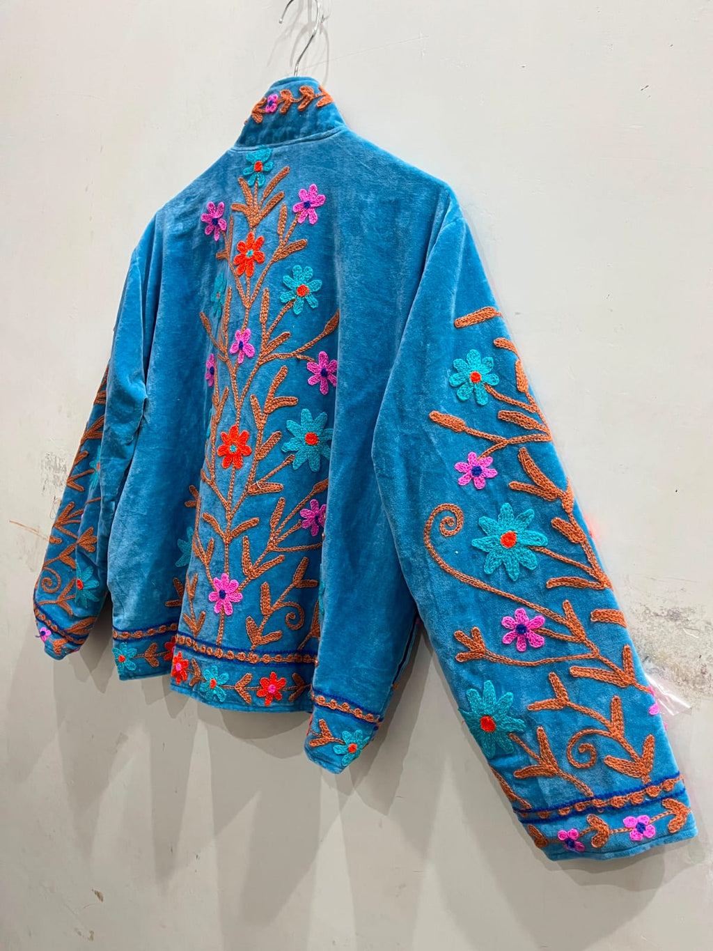 Azure Bloom Velvet Jacket